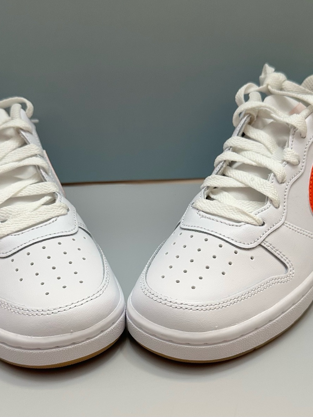 Youth Nike Court Sneakers with Orange Accent - Classic Lace-Up Comfort